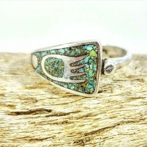 Rob Sherman Sterling Silver Bear Turquoise Ring